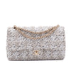Chanel Classic Double Flap Medium Woll Tweed Creme Beige GHW