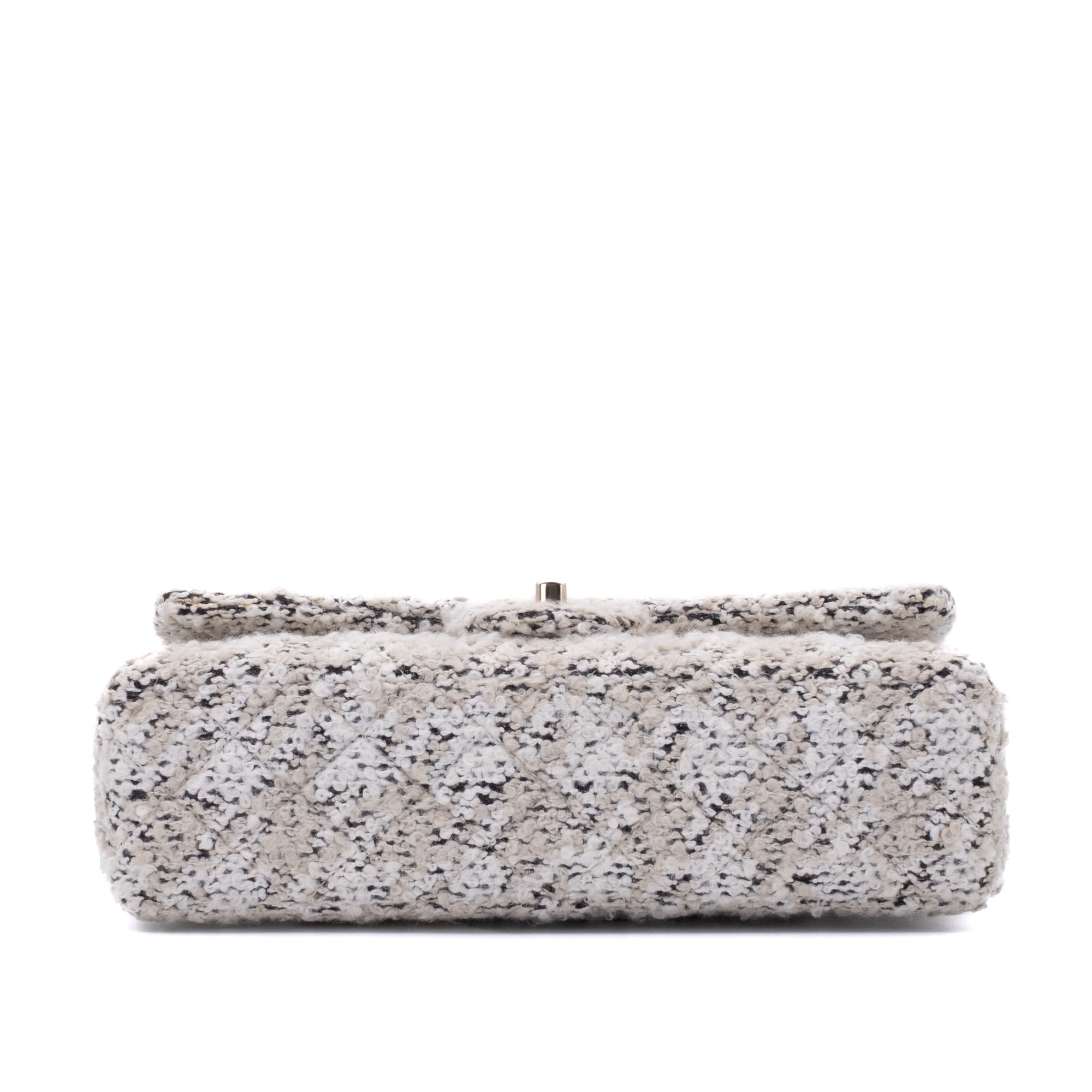 Chanel Classic Double Flap Medium Woll Tweed Creme Beige GHW