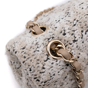 Chanel Classic Double Flap Medium Woll Tweed Creme Beige GHW