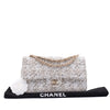 Chanel Classic Double Flap Medium Woll Tweed Creme Beige GHW