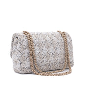 Chanel Classic Double Flap Medium Woll Tweed Creme Beige GHW