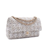 Chanel Classic Double Flap Medium Woll Tweed Creme Beige GHW