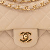 KEEP Chanel Classic Double Flag Bag Small Beige Lambskin GHW