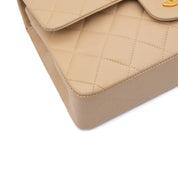 KEEP Chanel Classic Double Flag Bag Small Beige Lambskin GHW