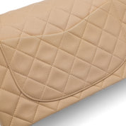 KEEP Chanel Classic Double Flag Bag Small Beige Lambskin GHW