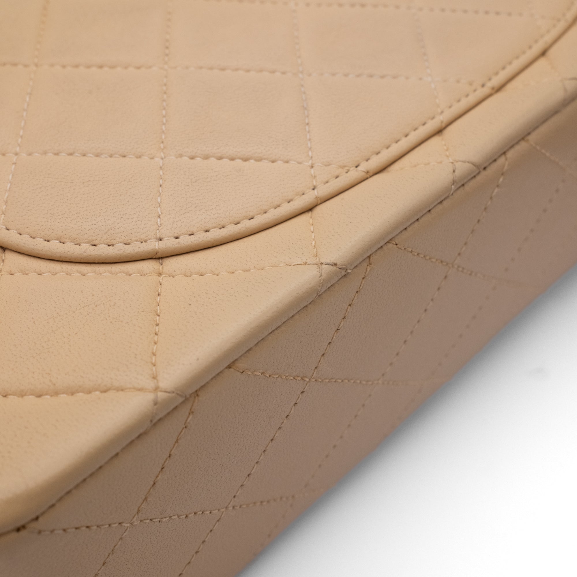 KEEP Chanel Classic Double Flag Bag Small Beige Lambskin GHW