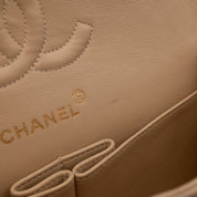 KEEP Chanel Classic Double Flag Bag Small Beige Lambskin GHW