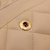 KEEP Chanel Classic Double Flag Bag Small Beige Lambskin GHW