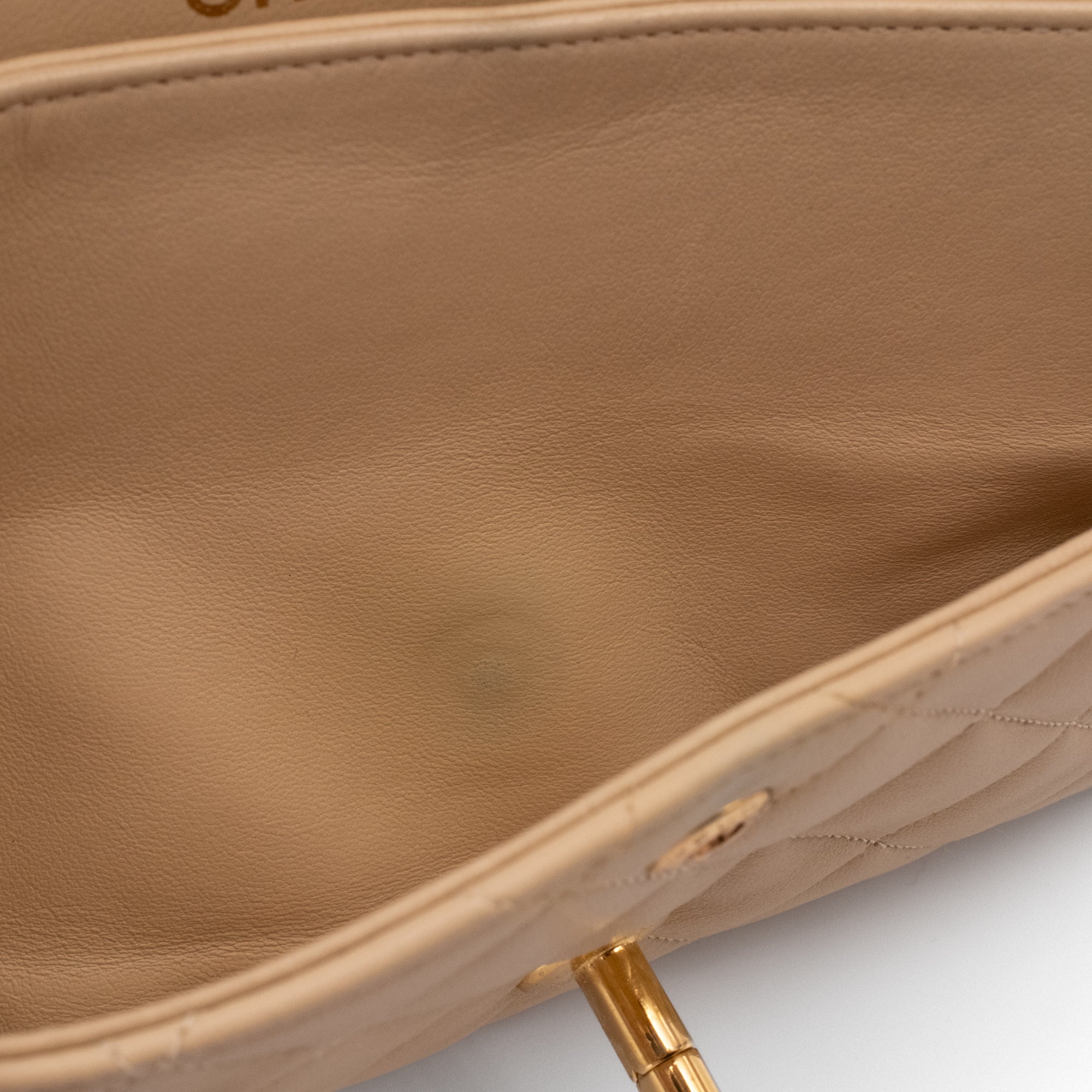 KEEP Chanel Classic Double Flag Bag Small Beige Lambskin GHW