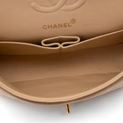 KEEP Chanel Classic Double Flag Bag Small Beige Lambskin GHW