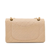KEEP Chanel Classic Double Flag Bag Small Beige Lambskin GHW