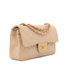 KEEP Chanel Classic Double Flag Bag Small Beige Lambskin GHW
