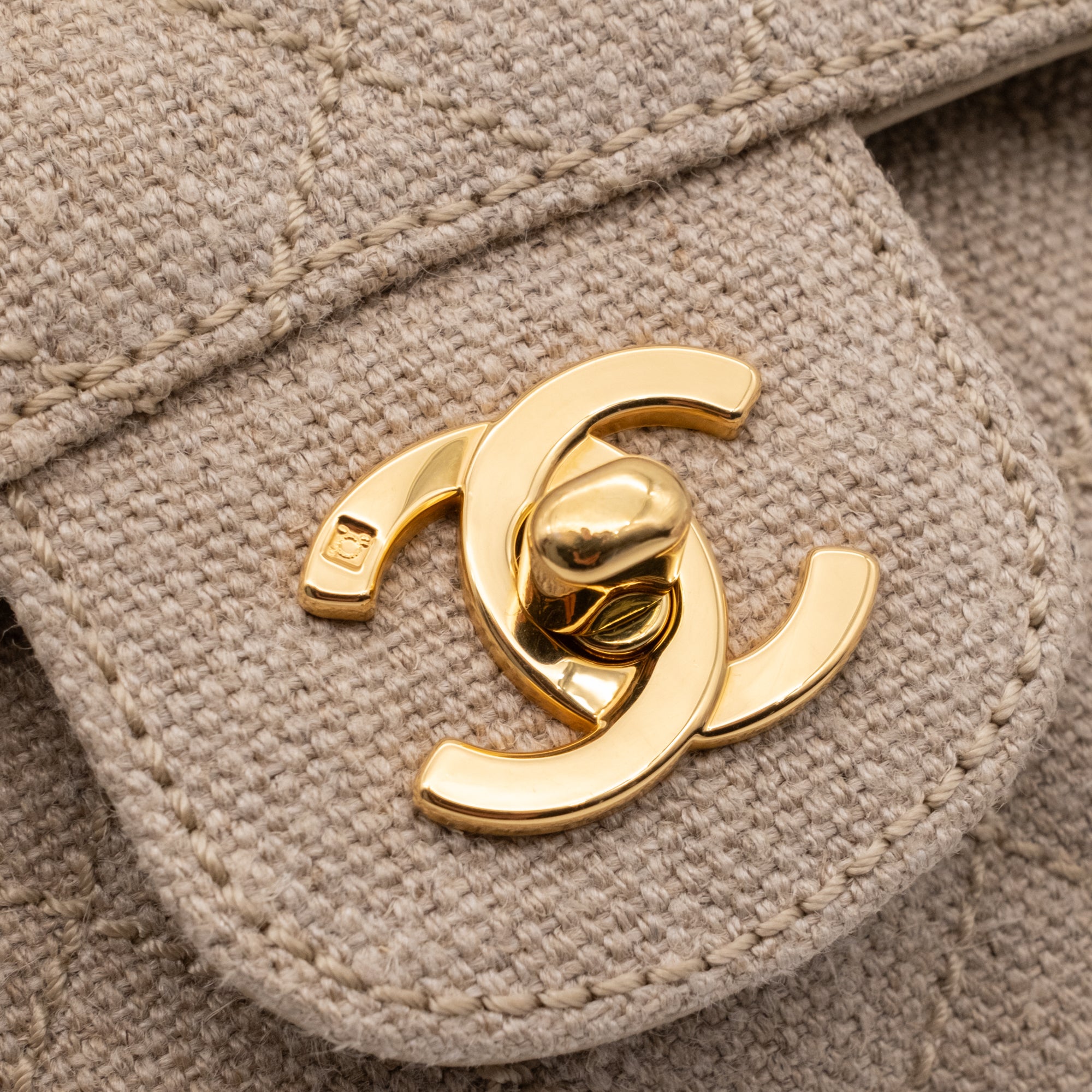 Chanel Classic Double Flap Small Leinen Canvas Beige GHW