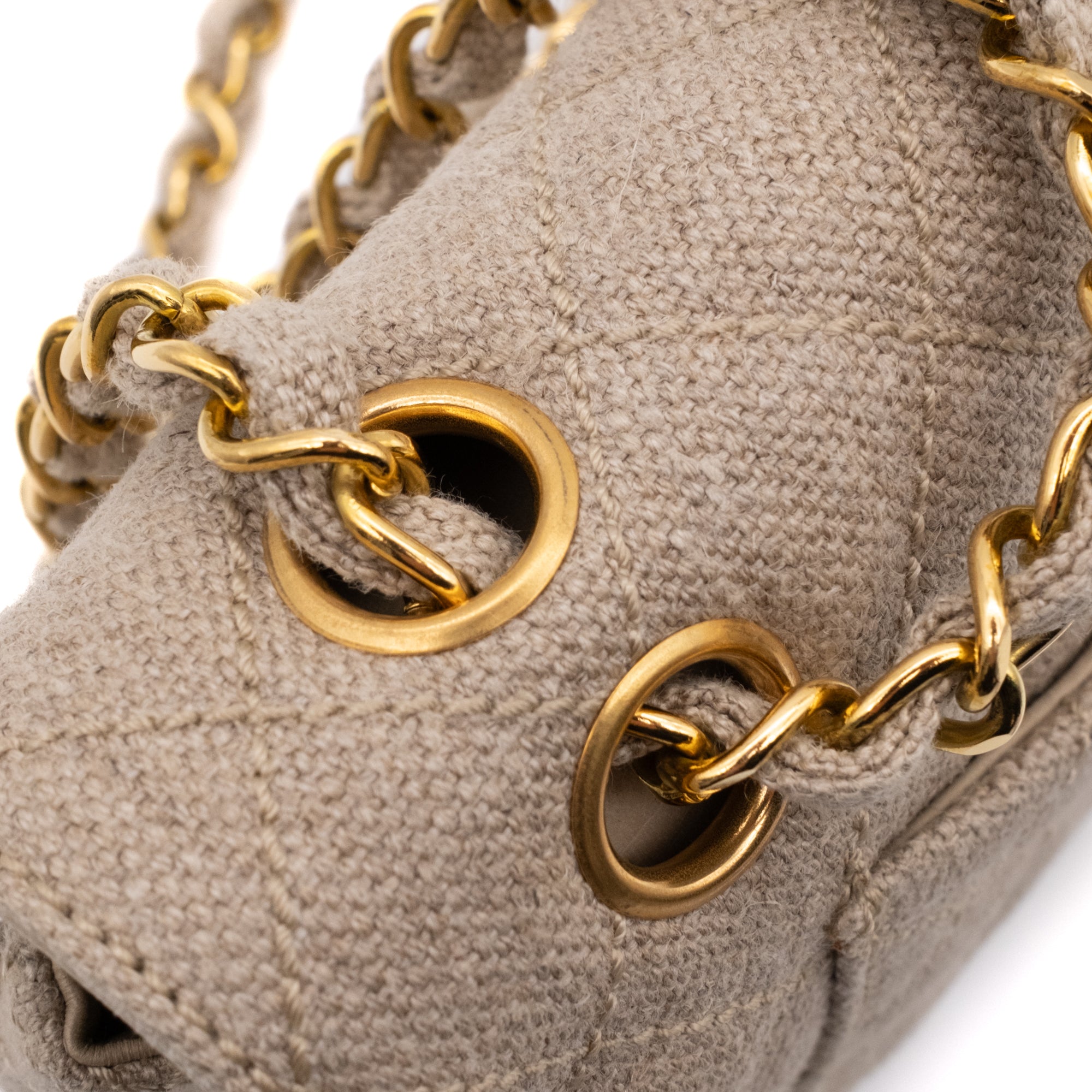 Chanel Classic Double Flap Small Leinen Canvas Beige GHW