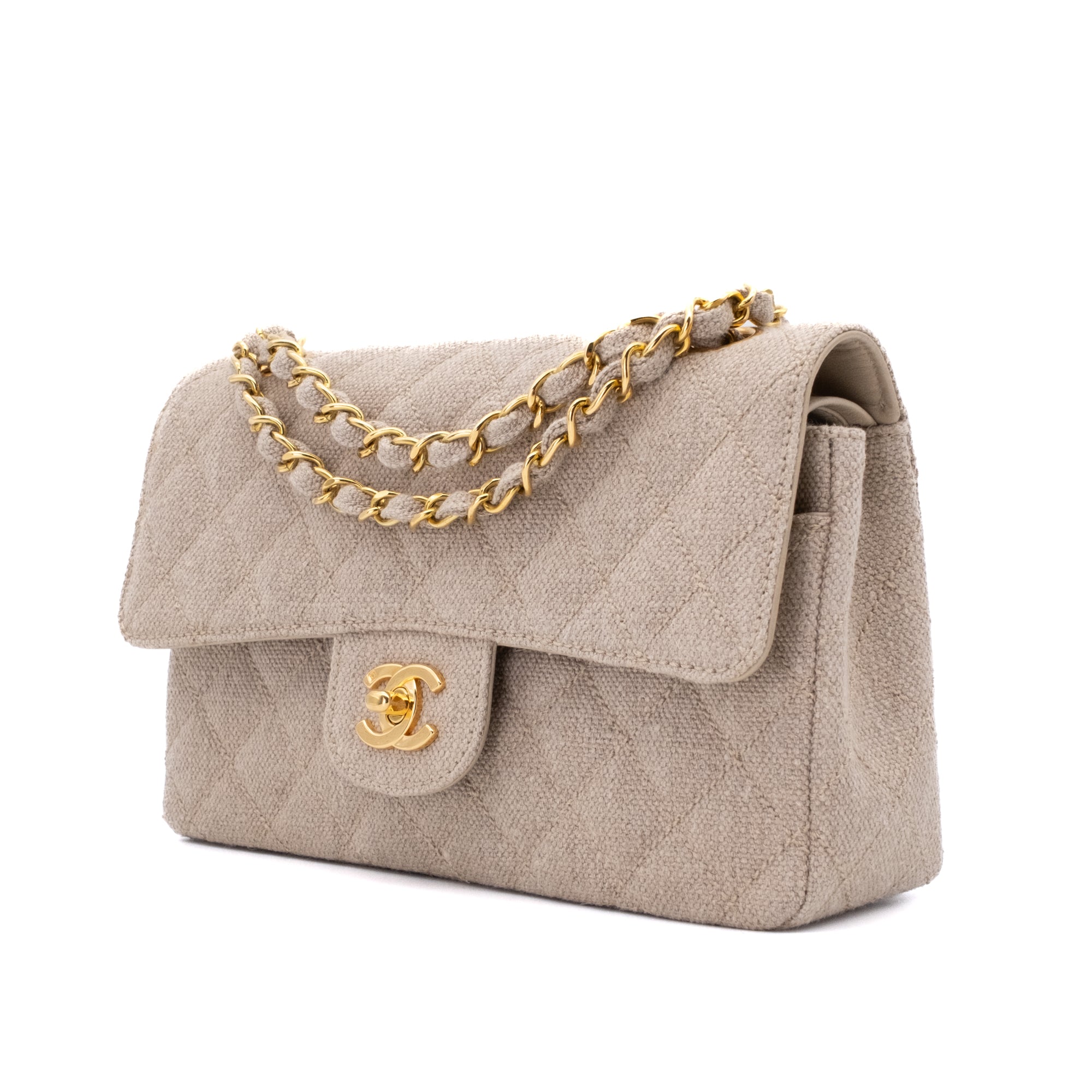 Chanel Classic Double Flap Small Leinen Canvas Beige GHW