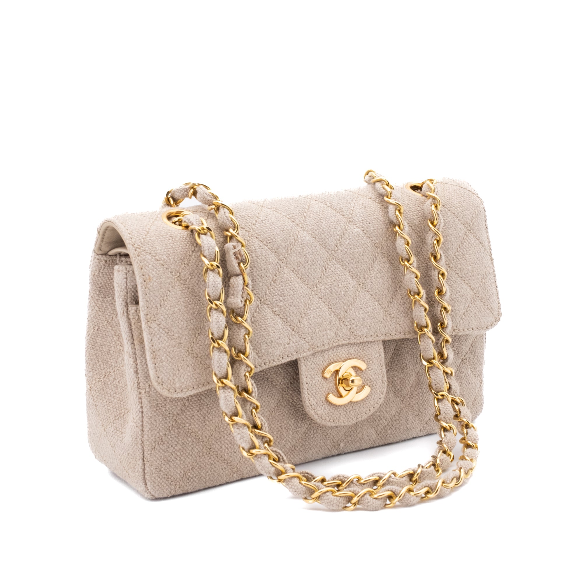 Chanel Classic Double Flap Small Leinen Canvas Beige GHW