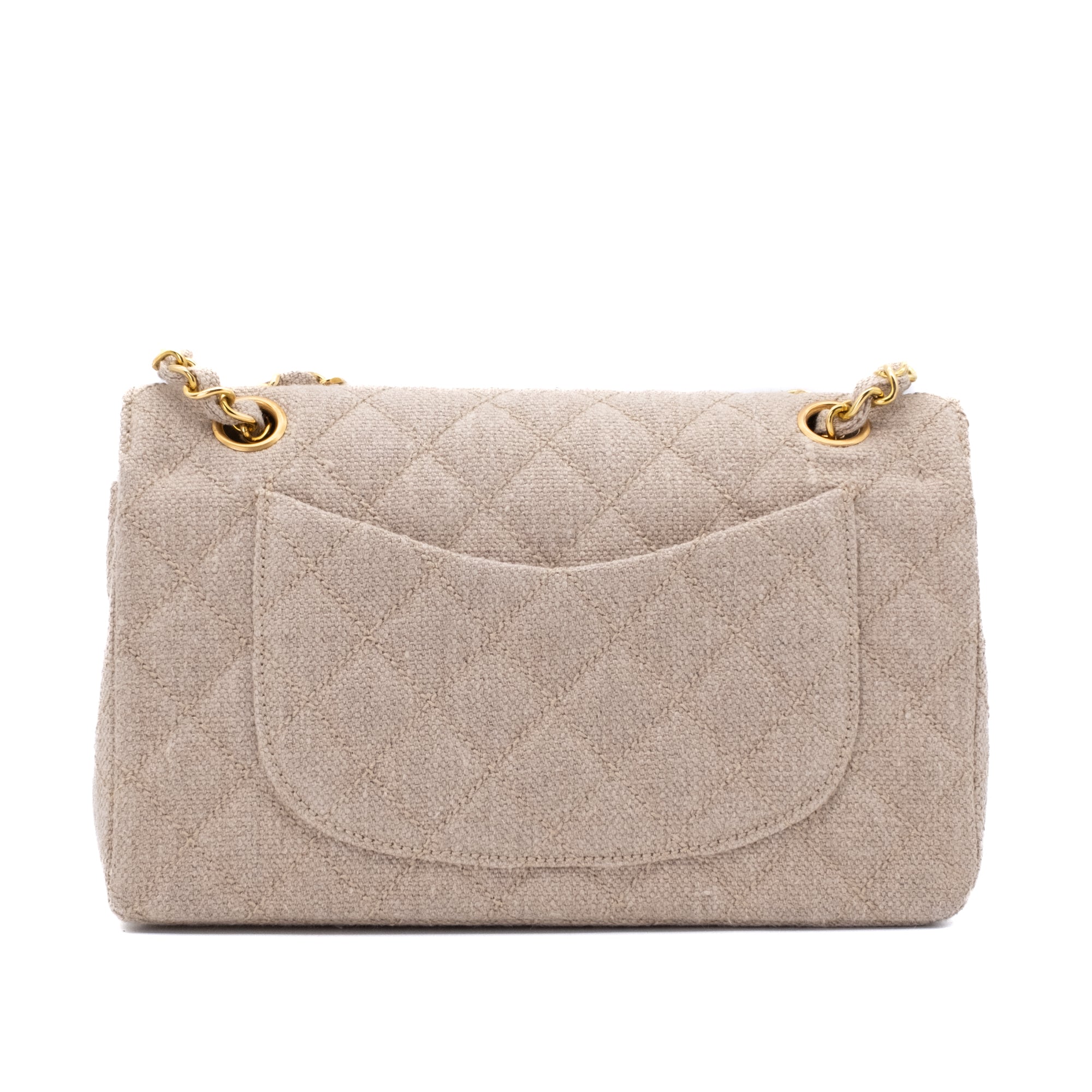 Chanel Classic Double Flap Small Leinen Canvas Beige GHW
