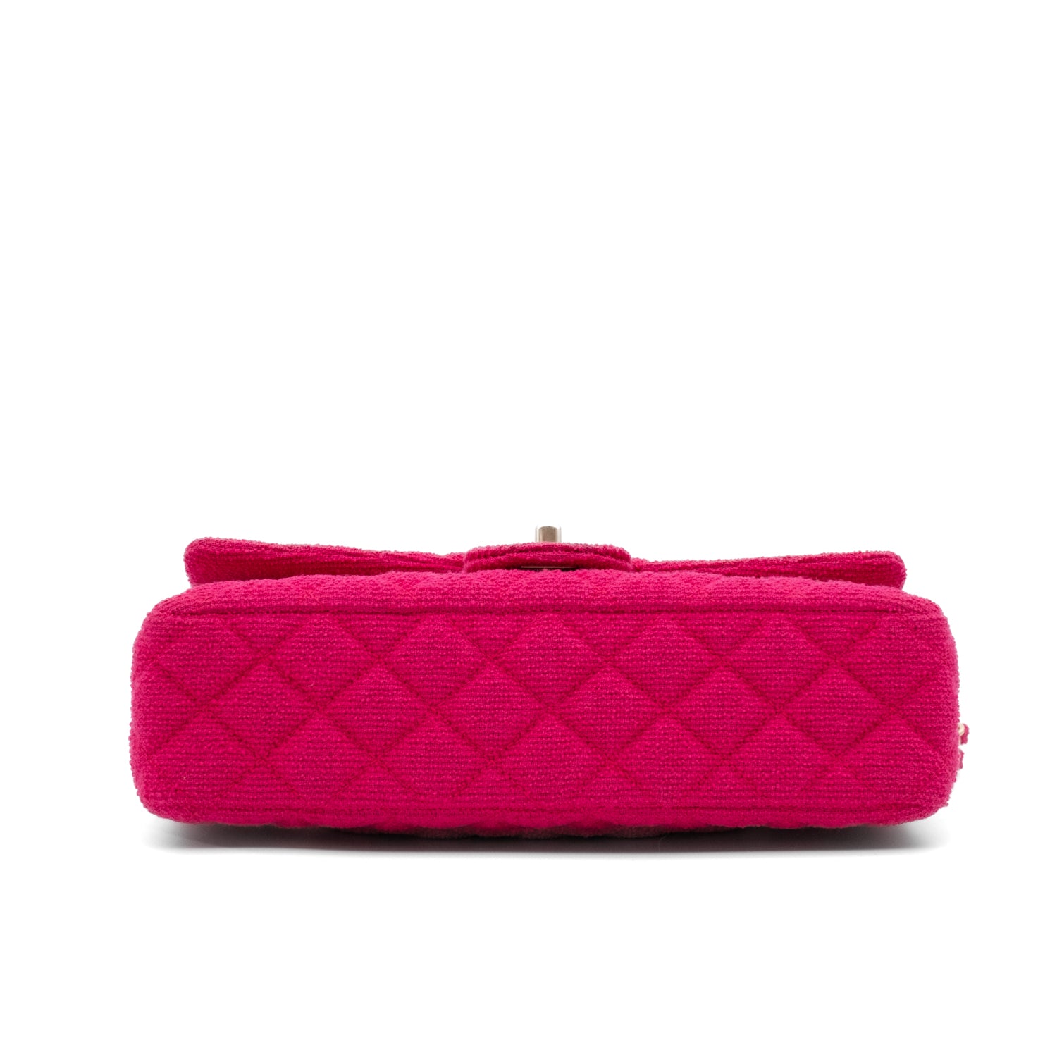 Chanel Classic Double Flap Medium Jersey Tweed Fuchsia Pink GHW