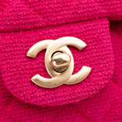 Chanel Classic Double Flap Medium Jersey Tweed Fuchsia Pink GHW