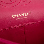 Chanel Classic Double Flap Medium Jersey Tweed Fuchsia Pink GHW