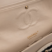 Chanel Classic Double Flap Medium Jersey Streifen Schwarz Weiß GHW