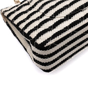 Chanel Classic Double Flap Medium Jersey Streifen Schwarz Weiß GHW