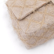 Chanel Classic Single Flap Medium Raffia Stroh Hellbeige GHW