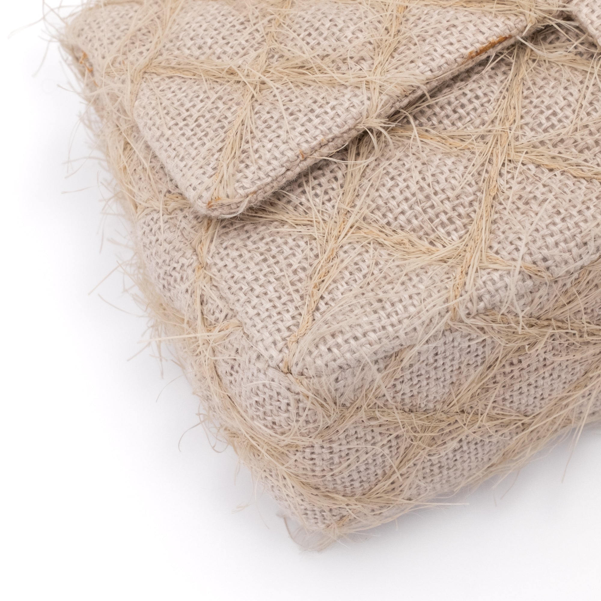 Chanel Classic Single Flap Medium Raffia Stroh Hellbeige GHW