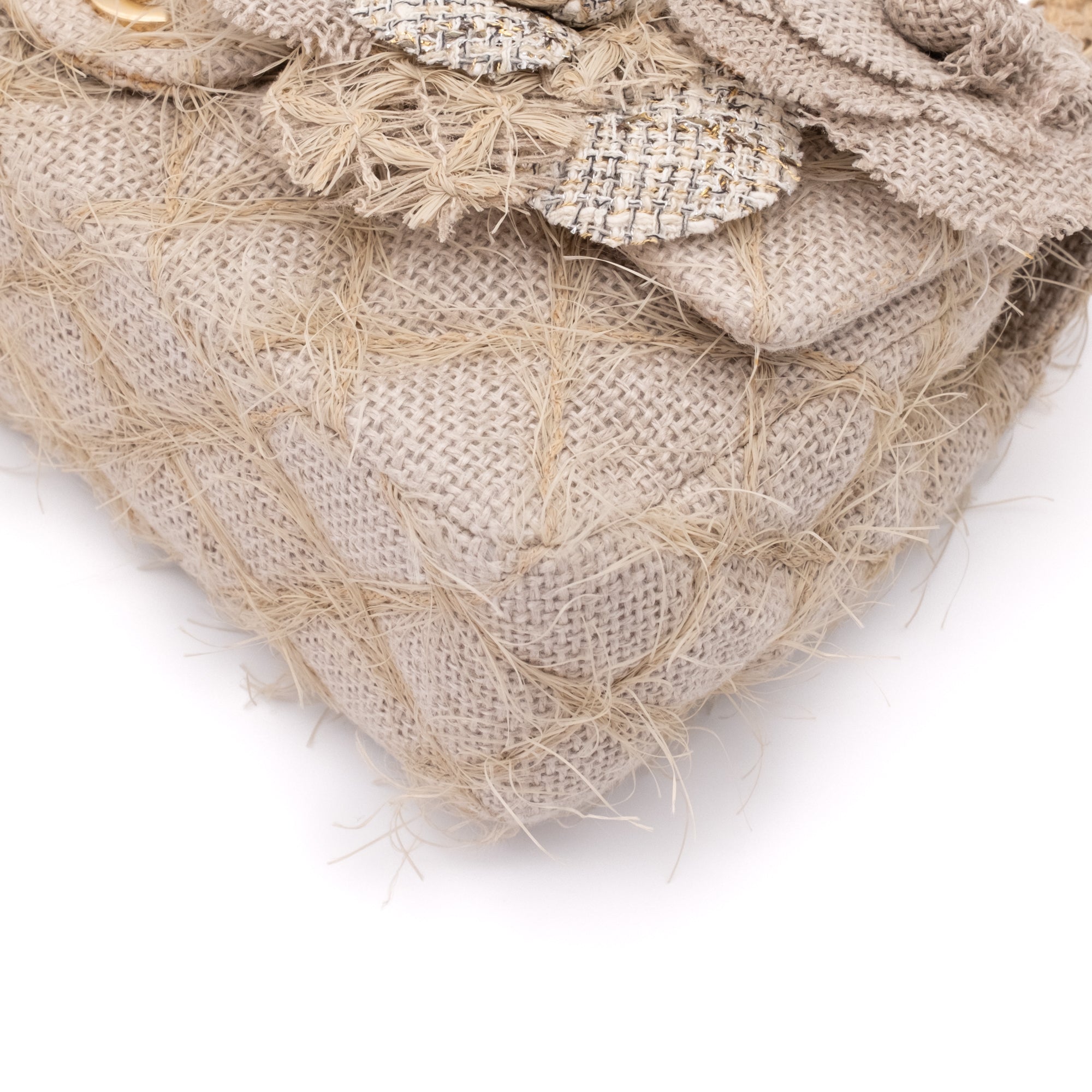 Chanel Classic Single Flap Medium Raffia Stroh Hellbeige GHW