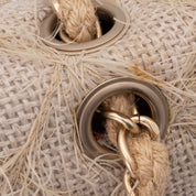 Chanel Classic Single Flap Medium Raffia Stroh Hellbeige GHW