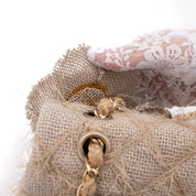 Chanel Classic Single Flap Medium Raffia Stroh Hellbeige GHW