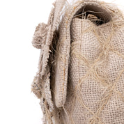 Chanel Classic Single Flap Medium Raffia Stroh Hellbeige GHW