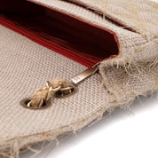 Chanel Classic Single Flap Medium Raffia Stroh Hellbeige GHW