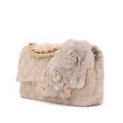 Chanel Classic Single Flap Medium Raffia Stroh Hellbeige GHW