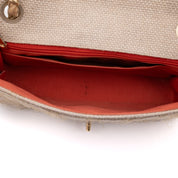 Chanel Classic Single Flap Medium Raffia Stroh Hellbeige GHW