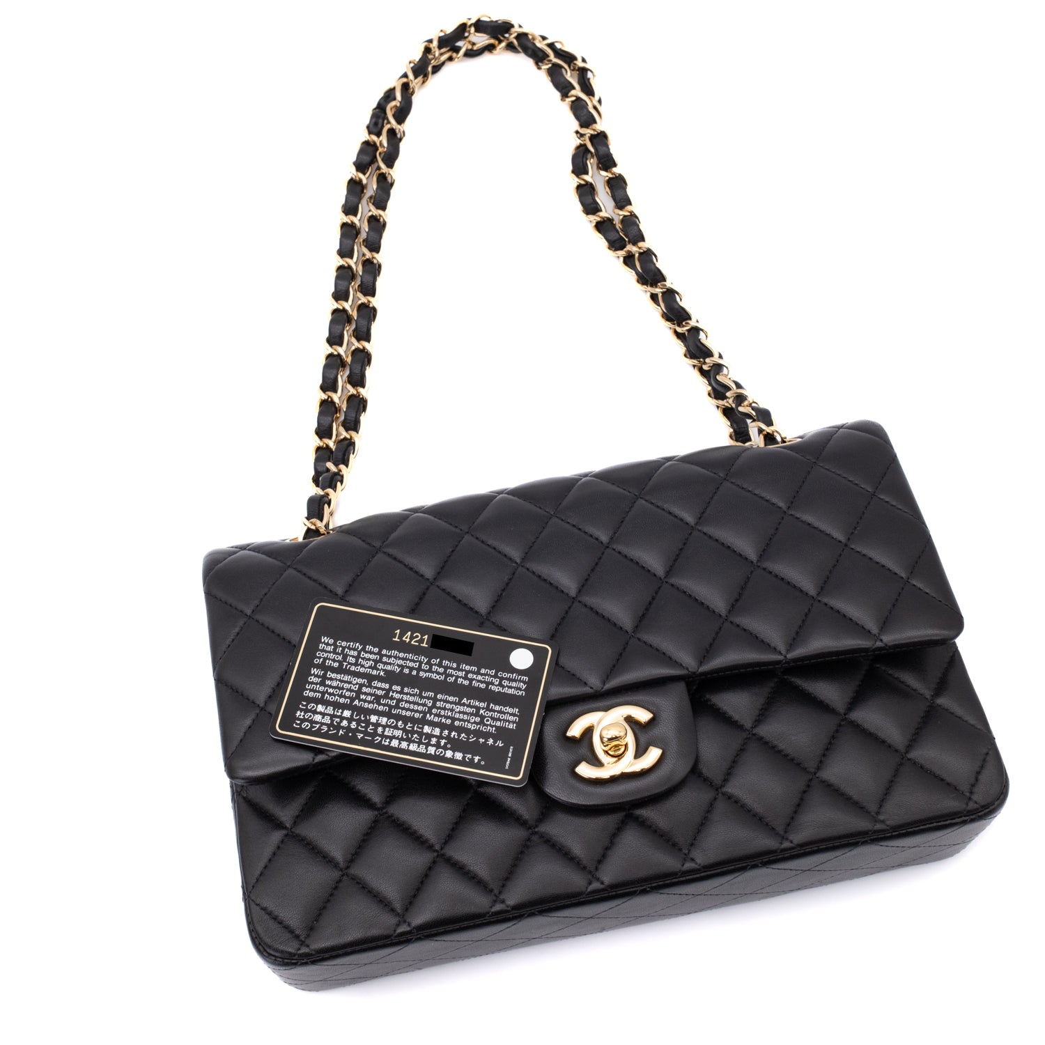 Chanel Classic Double Flap Medium Lammleder Schwarz GHW