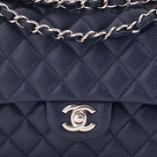 Chanel Classic Double Flap Medium Caviar Leder Dunkelblau PHW