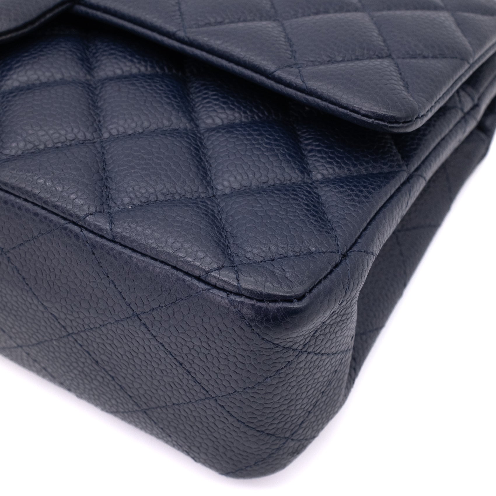 Chanel Classic Double Flap Medium Caviar Leder Dunkelblau PHW