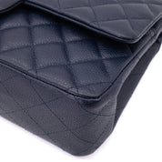 Chanel Classic Double Flap Medium Caviar Leder Dunkelblau PHW