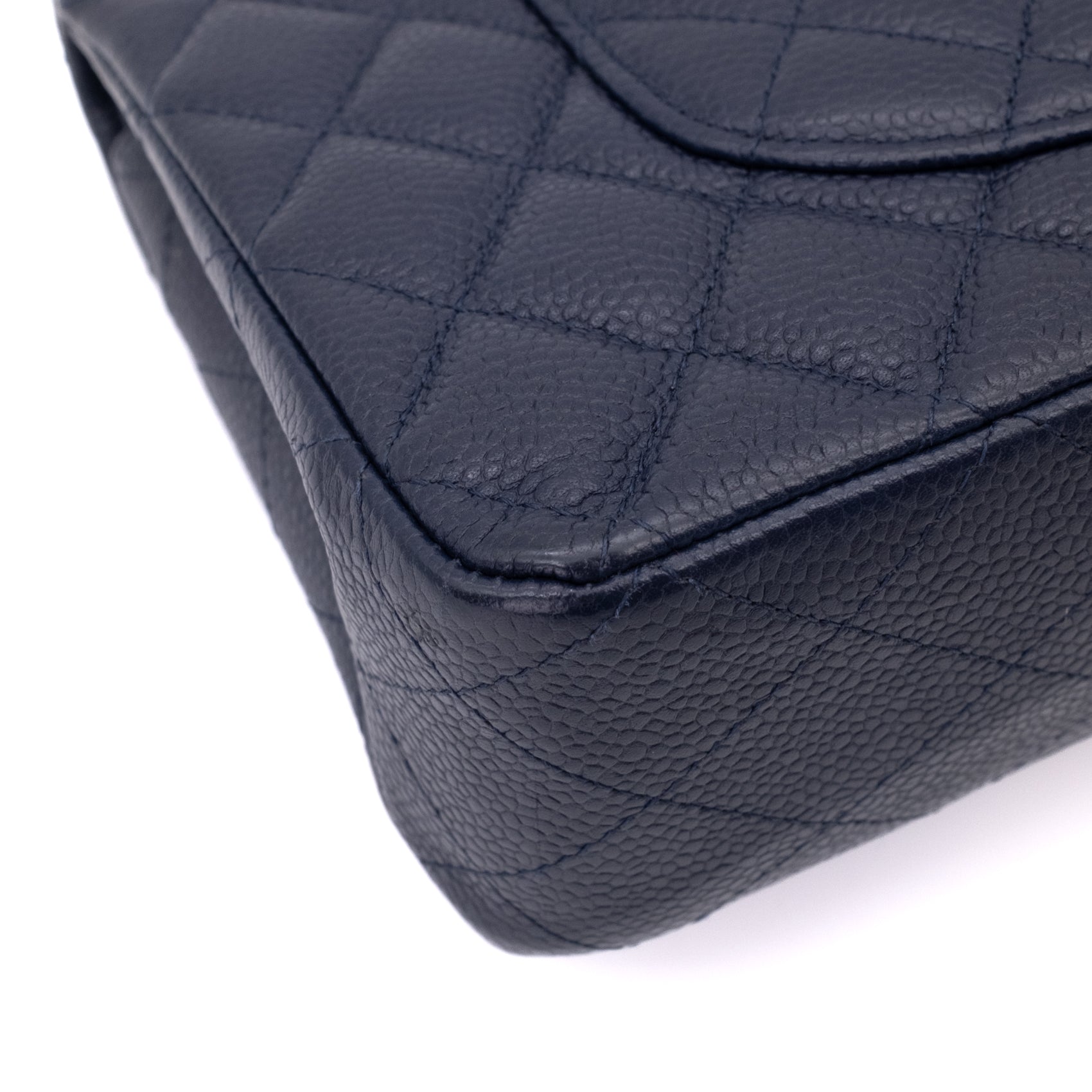 Chanel Classic Double Flap Medium Caviar Leder Dunkelblau PHW