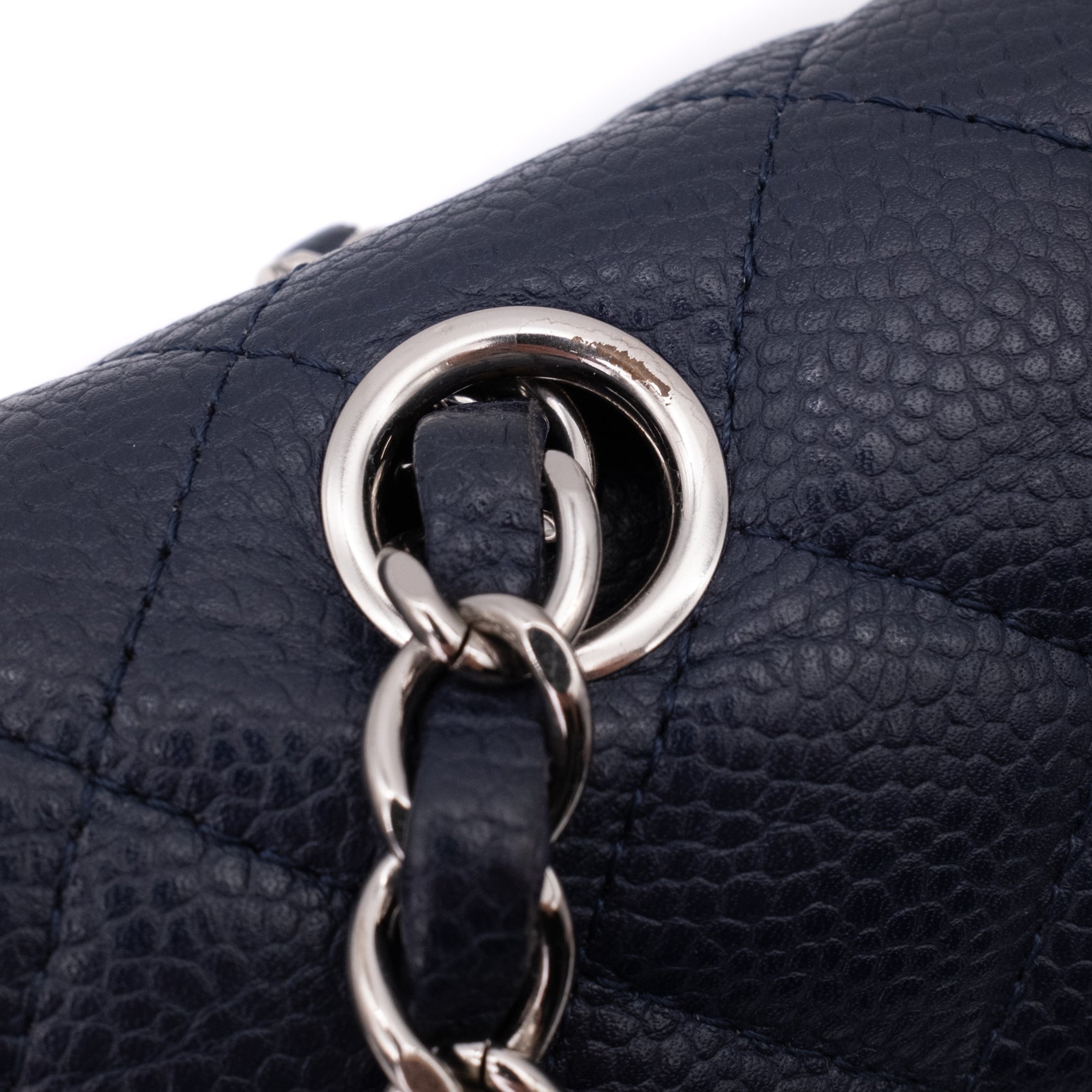 Chanel Classic Double Flap Medium Caviar Leder Dunkelblau PHW