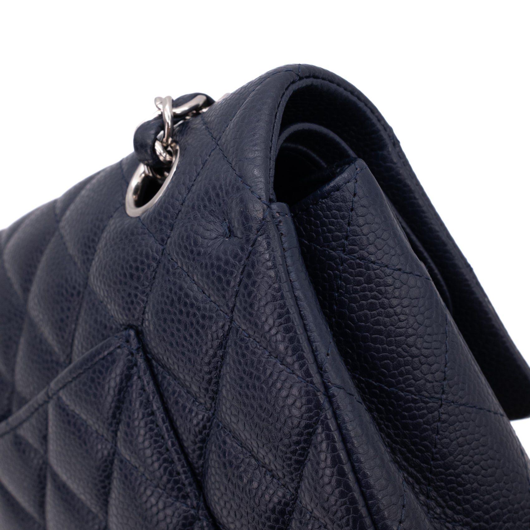 Chanel Classic Double Flap Medium Caviar Leder Dunkelblau PHW