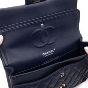 Chanel Classic Double Flap Medium Caviar Leder Dunkelblau PHW