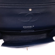 Chanel Classic Double Flap Medium Caviar Leder Dunkelblau PHW