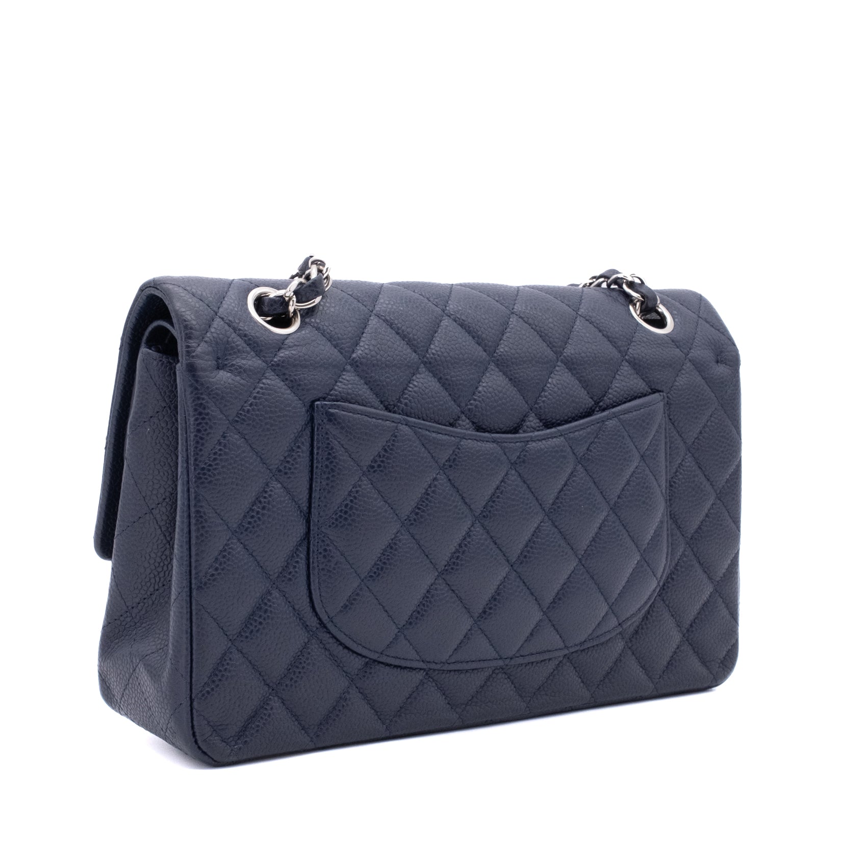 Chanel Classic Double Flap Medium Caviar Leder Dunkelblau PHW