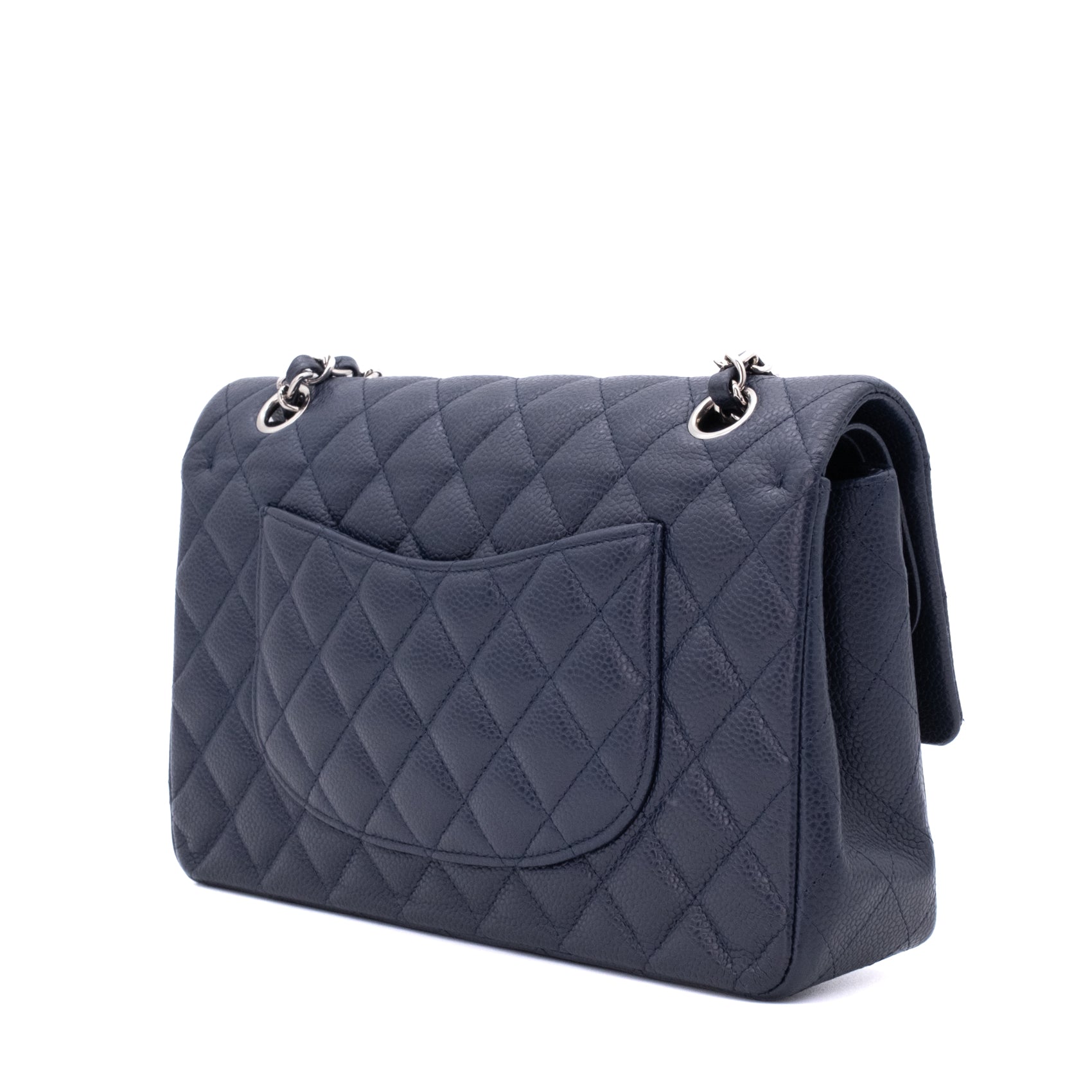Chanel Classic Double Flap Medium Caviar Leder Dunkelblau PHW