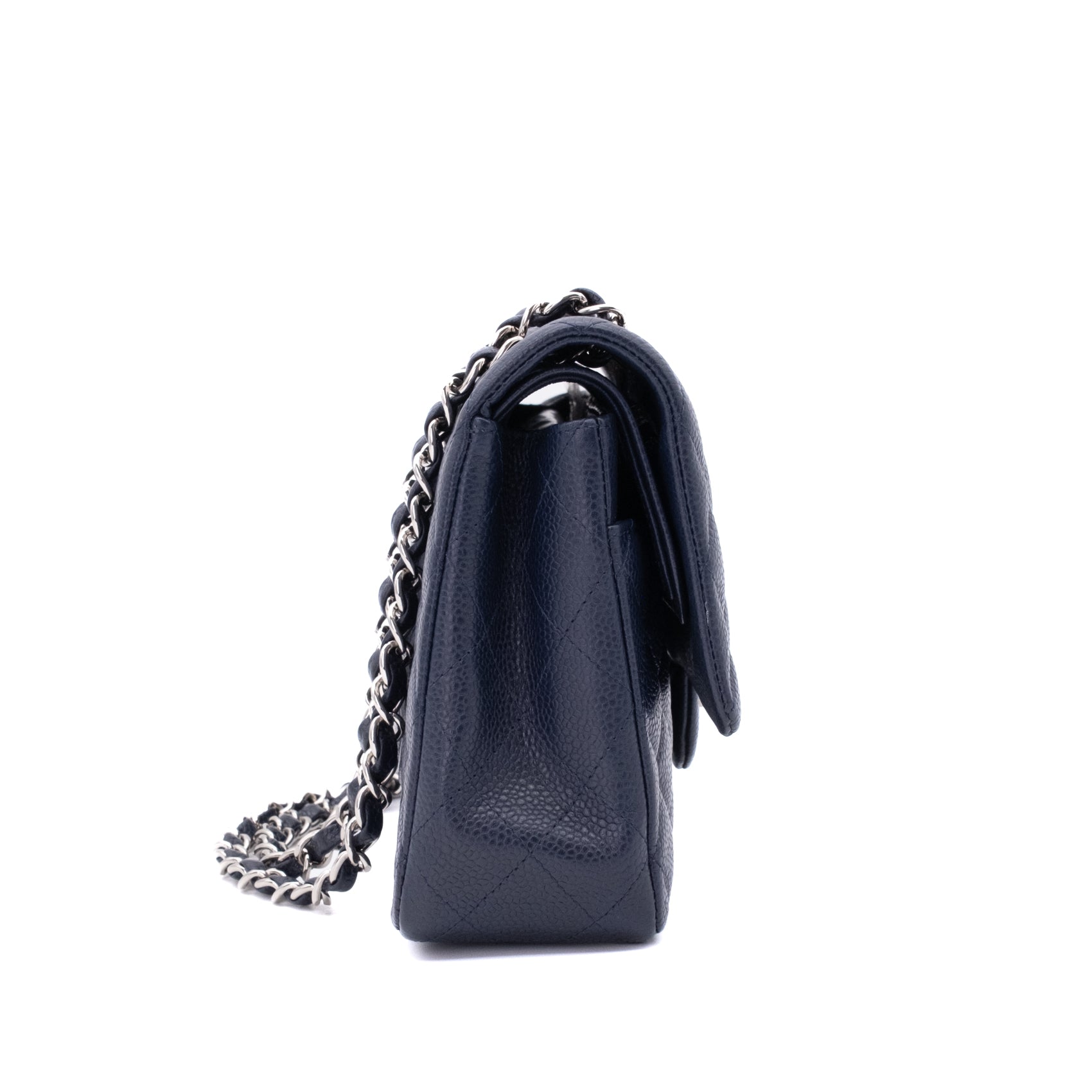 Chanel Classic Double Flap Medium Caviar Leder Dunkelblau PHW