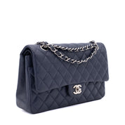 Chanel Classic Double Flap Medium Caviar Leder Dunkelblau PHW