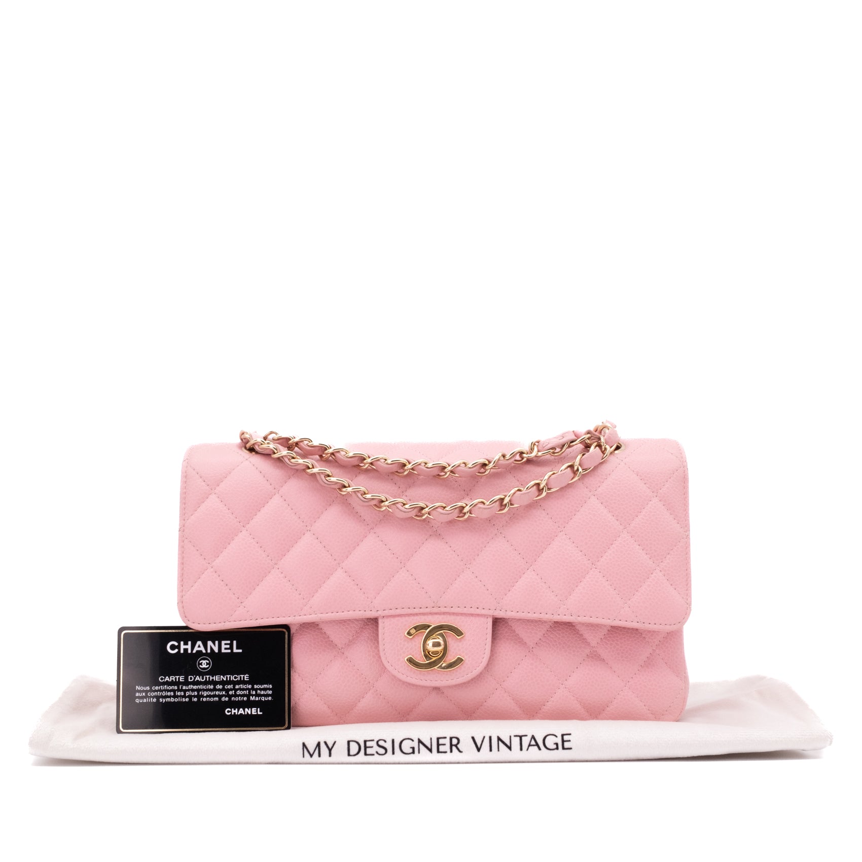 Chanel Classic Double Flap Bag Medium Caviar Sakura Pink 24k GHW