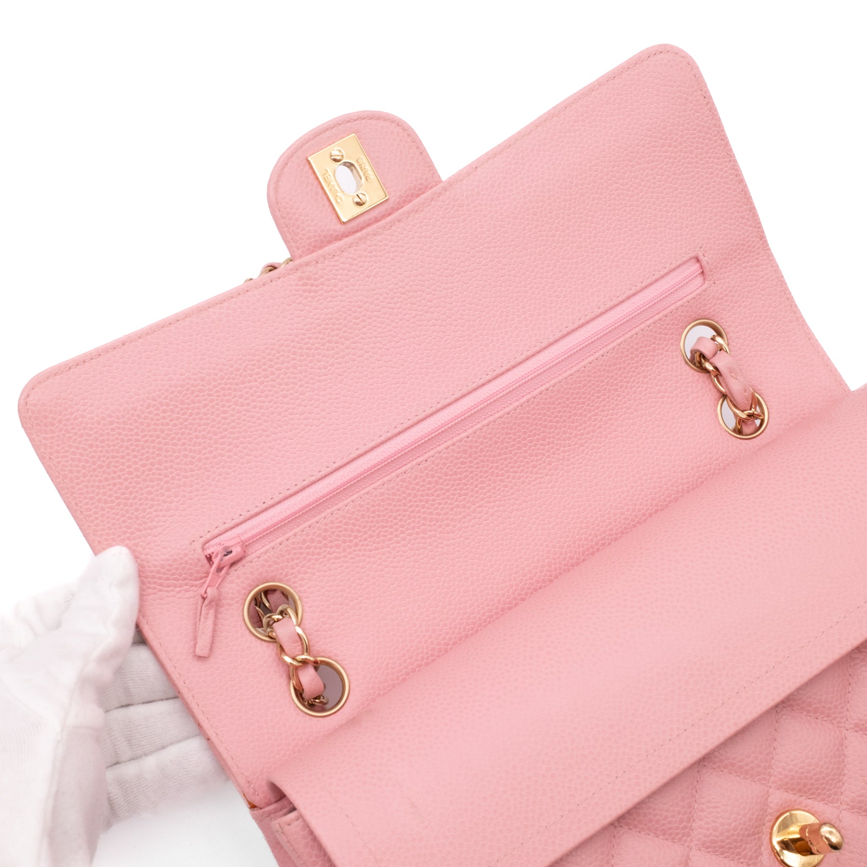Chanel Classic Double Flap Bag Medium Caviar Sakura Pink 24k GHW